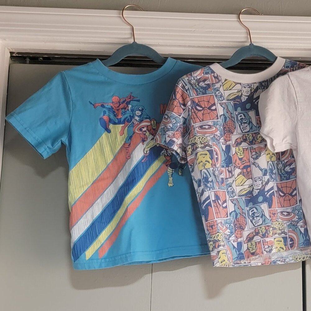 Boys Marvel T-Shirt Bundle 4T – Iron Man, Spider-Man, Captain America + More